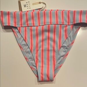 NWT Billabong Aruba Pink and Baby Blue Striped Bikini Bottom size L/12